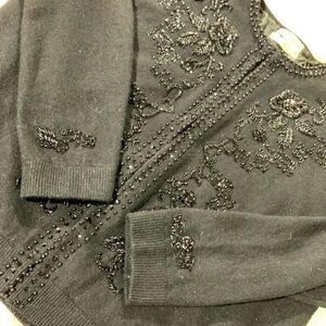 WORLD Import Corp Vintage sequined cardigan black wool blend women’s size 40